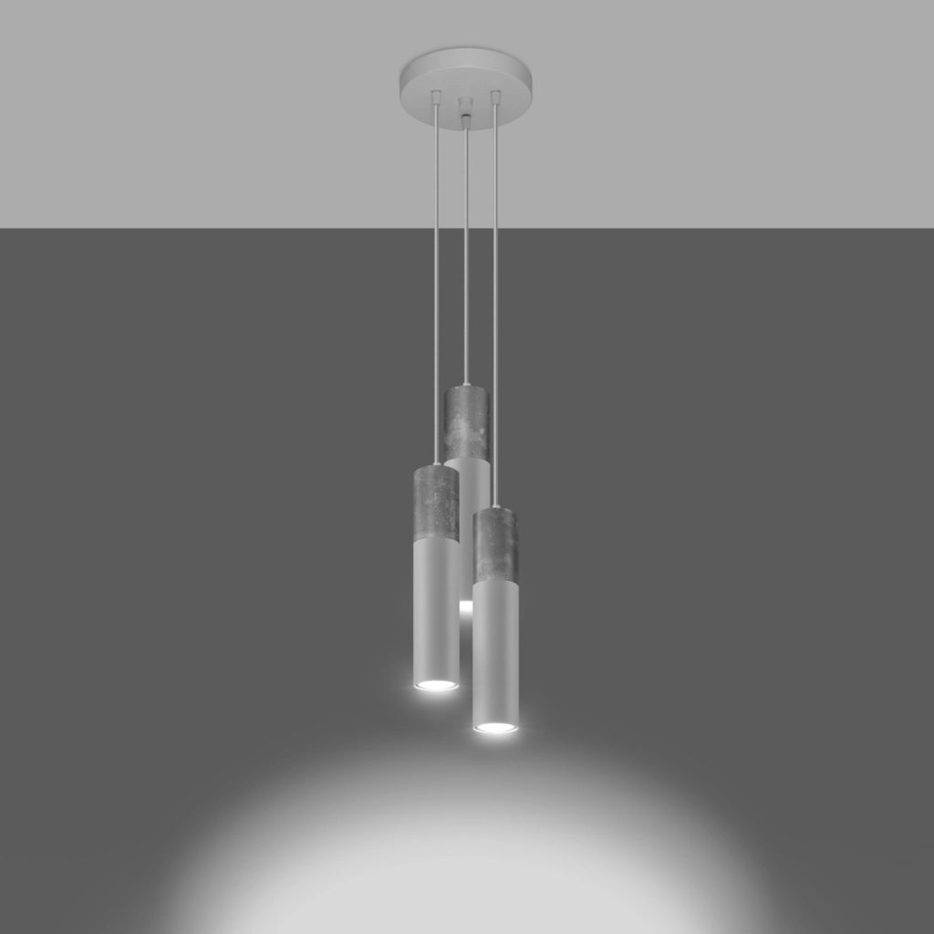 Lampada sospesa rotonda bianco-grigia Valero 3xGU10