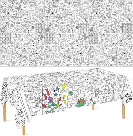 Tavolino Colorante per Bambini 274x137cm e Grandi Poster Coloranti Mondo dei Dinosauri per Casa Scuola Infanzia Asilo Nido Regalo di Compleanno