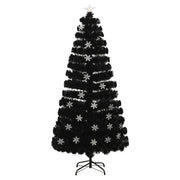 Albero Natale | Decorazioni natalizie con Fiocchi di Neve a LED Nero 150cm Fibra Ottica