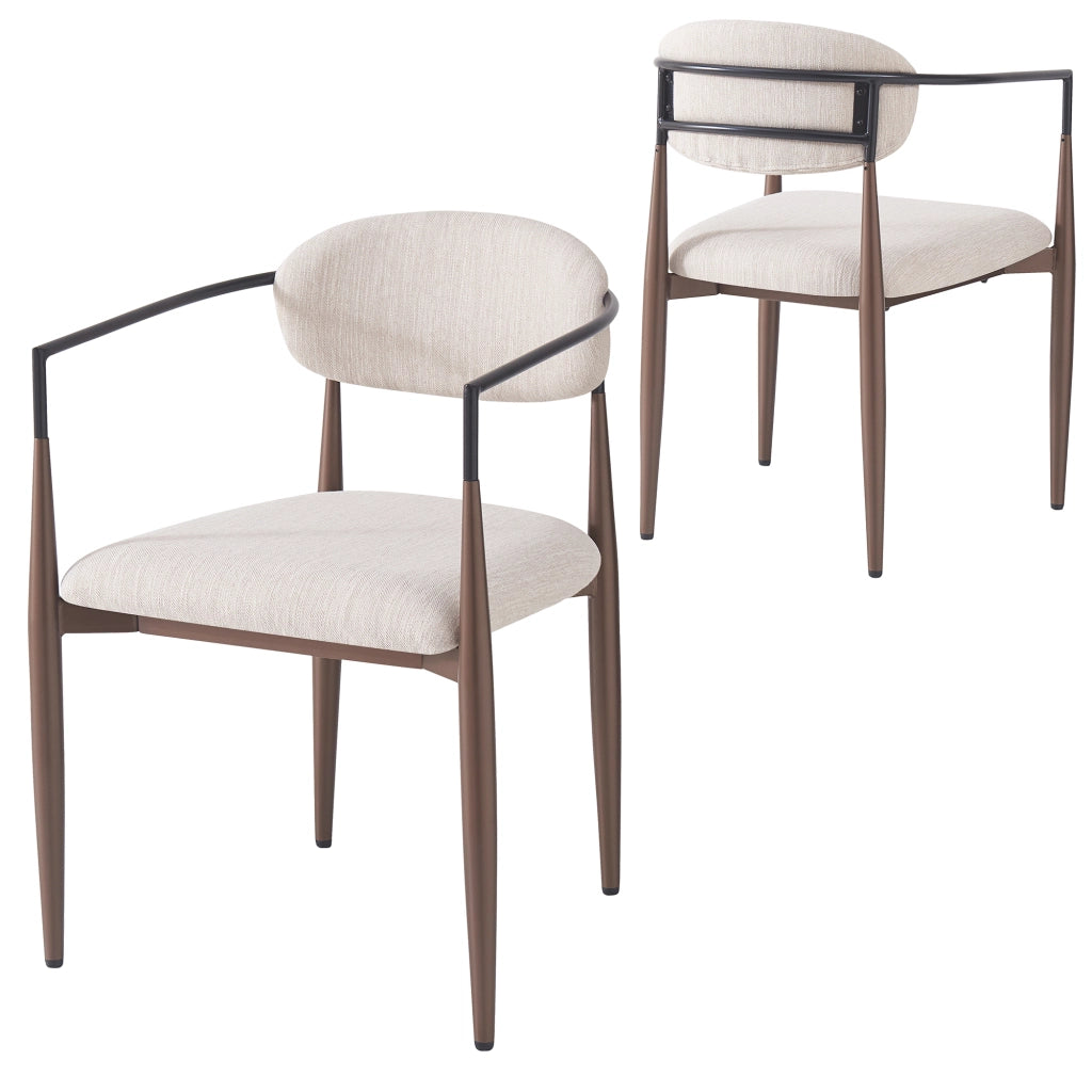 Sedia da pranzo in lino - Zephmum- 2 pezzi, design ergonomico, piedi regolabili