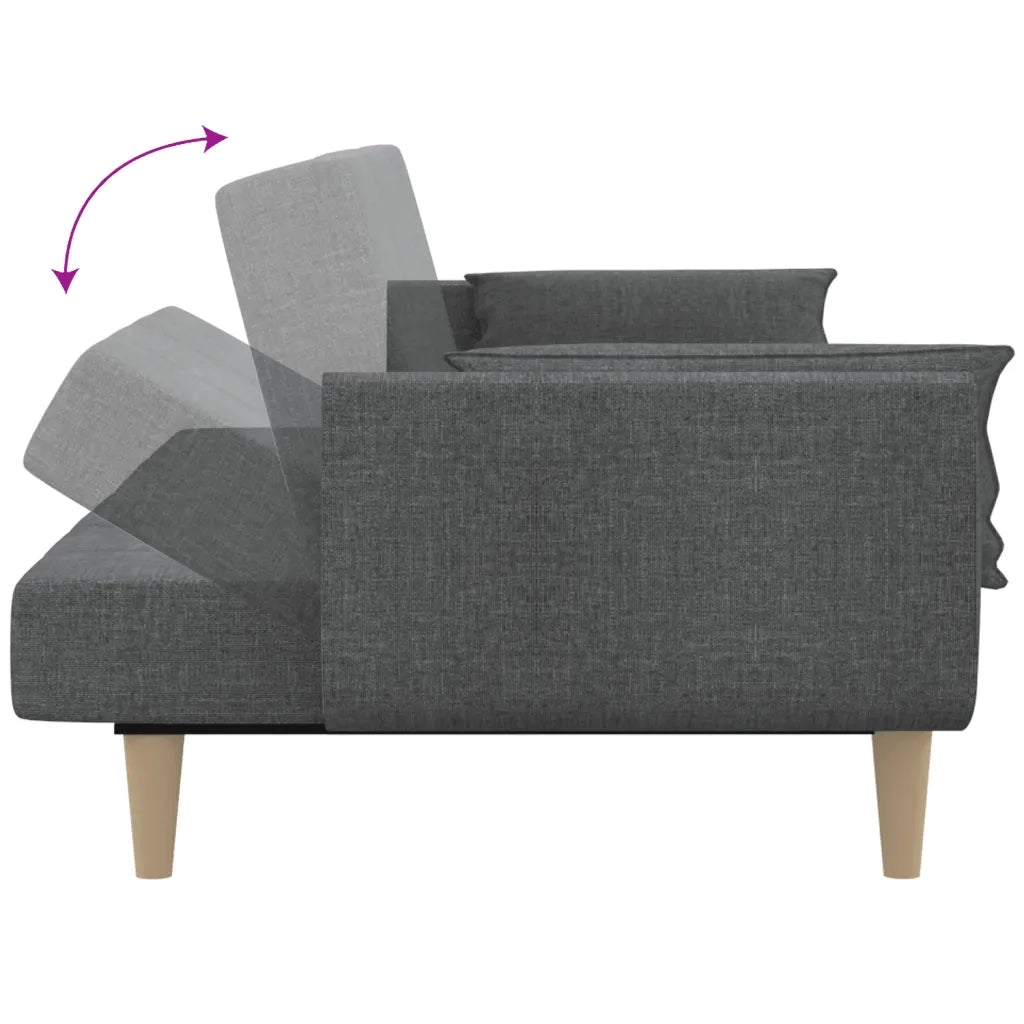 Divano letto | Sof¨¤ letto | Letto singolo a 2 Posti con 2 Cuscini Grigio Chiaro in Tessuto