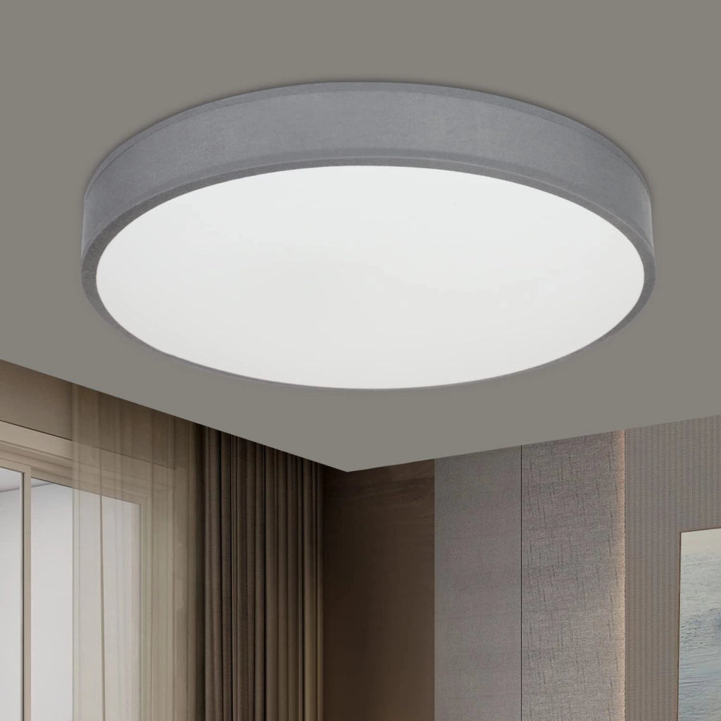 ZMH Lampada da soffitto plafoniera LED moderna paralume rotondo tessuto 30cm
