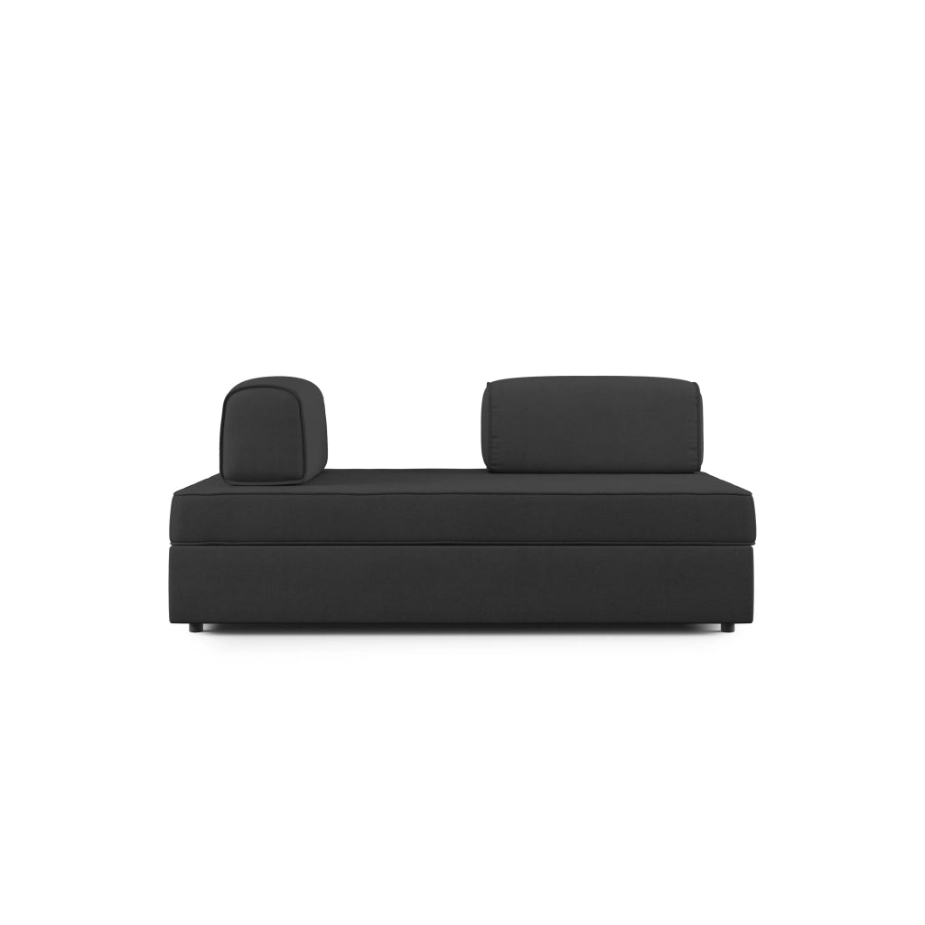 Liberty Divano con pouf estraibile e schienali movibili in tessuto morbido impermeabile T02 200 cm nero