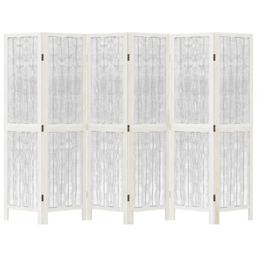 Divisorio Ambienti 6Pannelli Bianco Legno Massello di Paulownia
