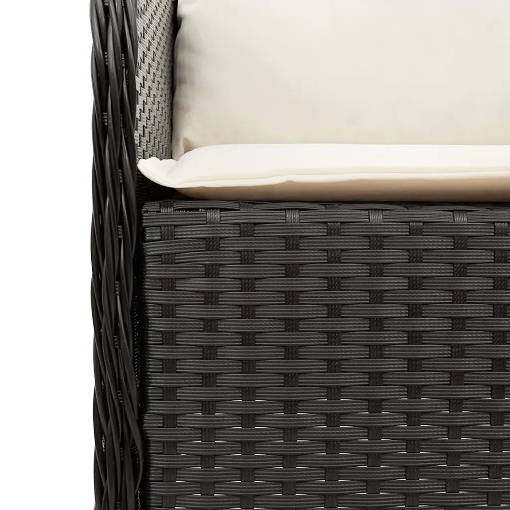 Set da Pranzo da Giardino 7 pz Nero con Cuscini in Polyrattan 3211878