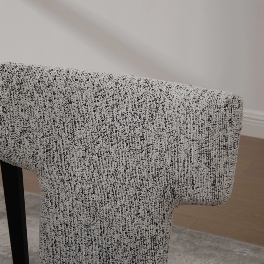 Set 2 Poltrone Imbottite in Chenille ¨C MINIMAL ¨C Senza Braccioli, Schienale Curvo, Bianco e Nero