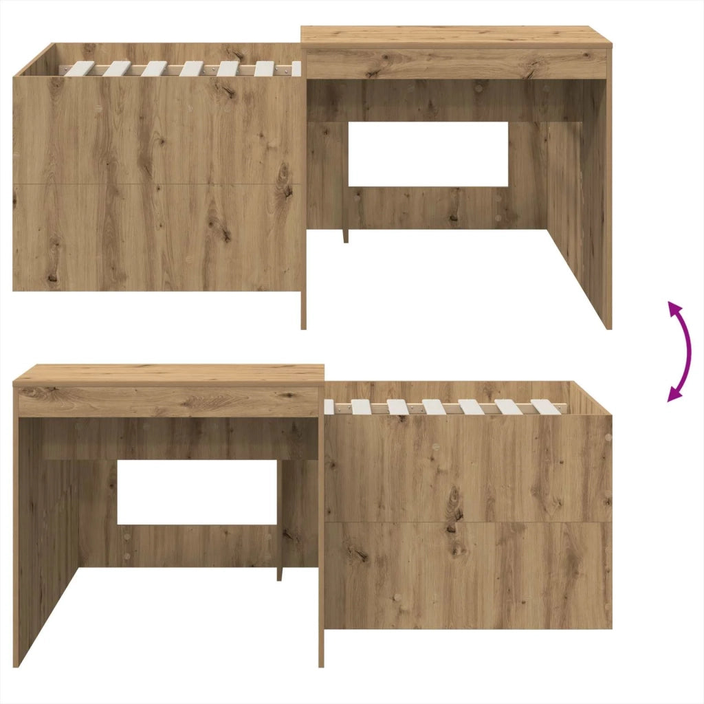 Letto alto per Bambini | Letto Infantile | Lettino con scrivania Rovere Artigianale