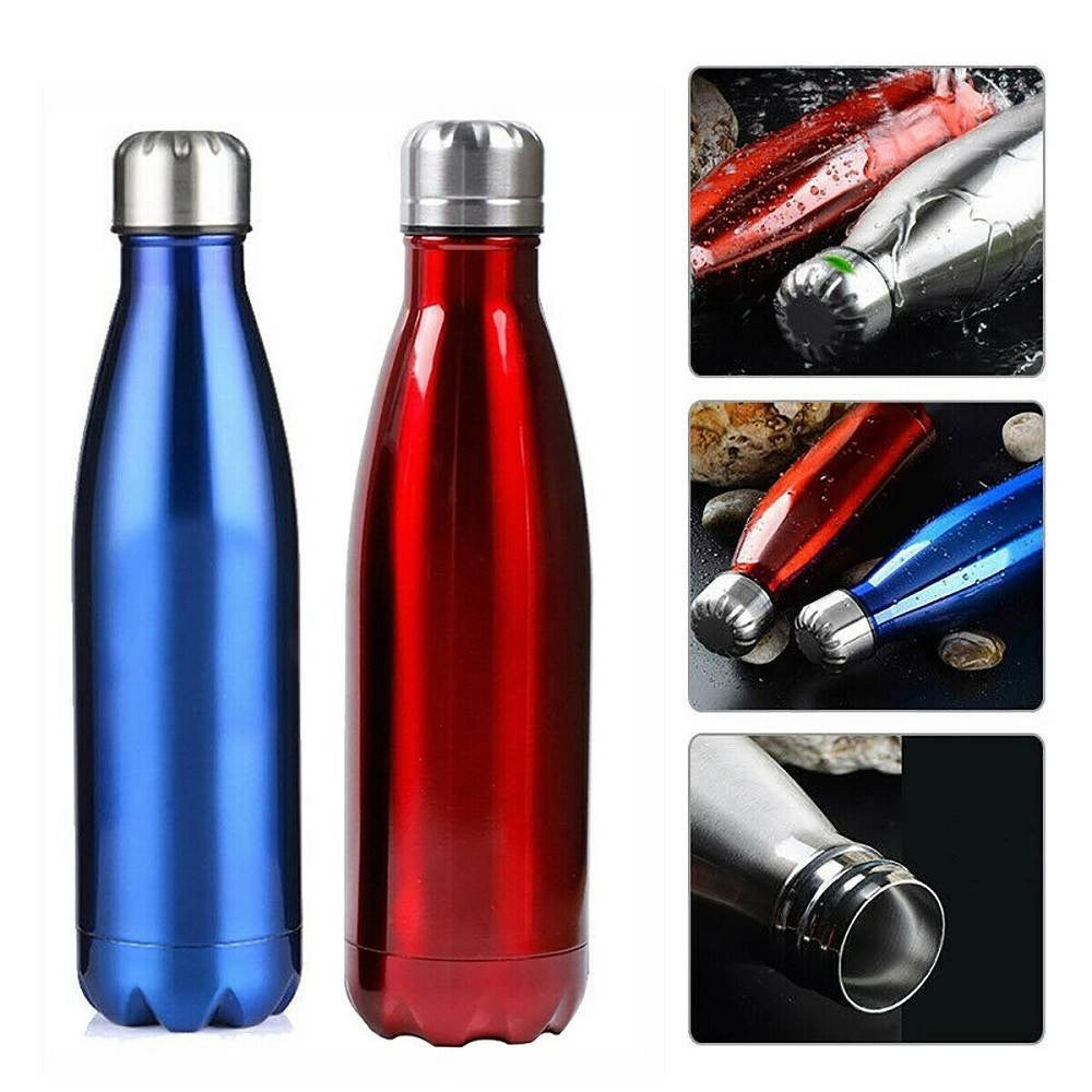 Trade Shop - Portatile Borraccia Bottiglia D'acqua Acciaio Inox Termica Caldo Freddo 500 Ml -