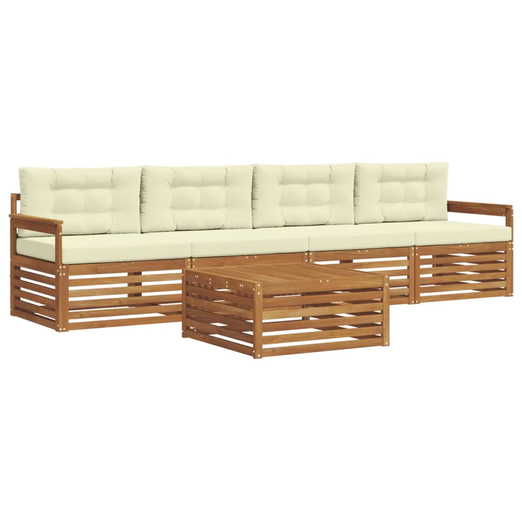 Set di divani da esterno con cuscino 5 pcs Naturale e Crema
