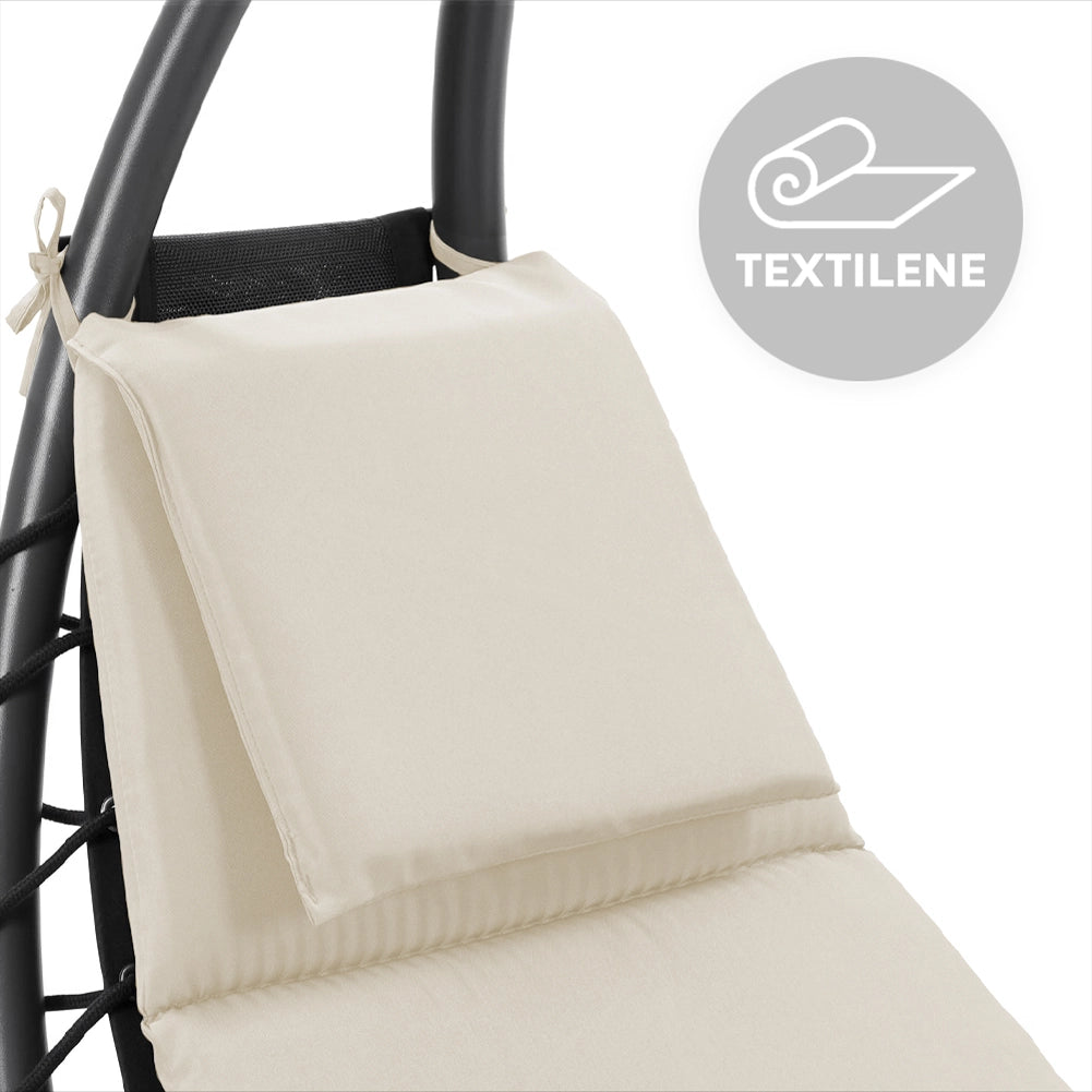 Sedia Sdraio Prendisole con Ombrellone Parasole Amaca da Giardino Acciaio Beige
