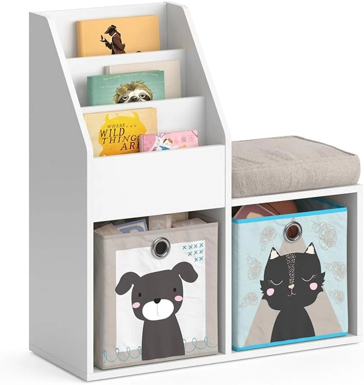 Libreria Luigi, Bianco, 72 x 79 cm, per la conservazione di libri e decorazioni, autoportante