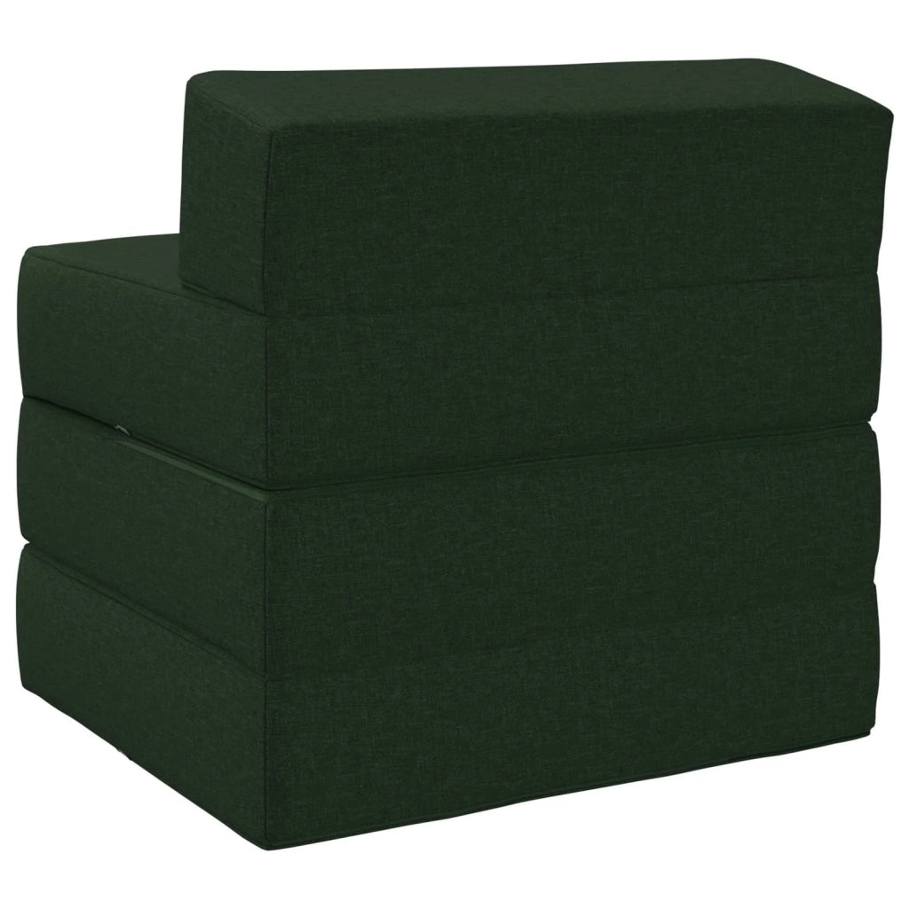 Divano Letto Pieghevole Verde Scuro 200 x 70 x 15 cm Tessuto 900003