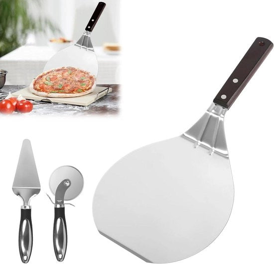 Scopa in acciaio inossidabile per pizza 165 x 165 cm - Sposta e taglia pizza - Scopa a tre lati