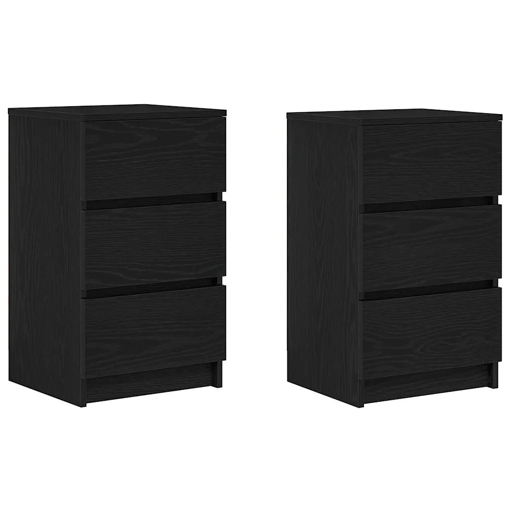 vidaXL Comodini con 3 Cassetti 2 pz Nero 39x35x65 cm