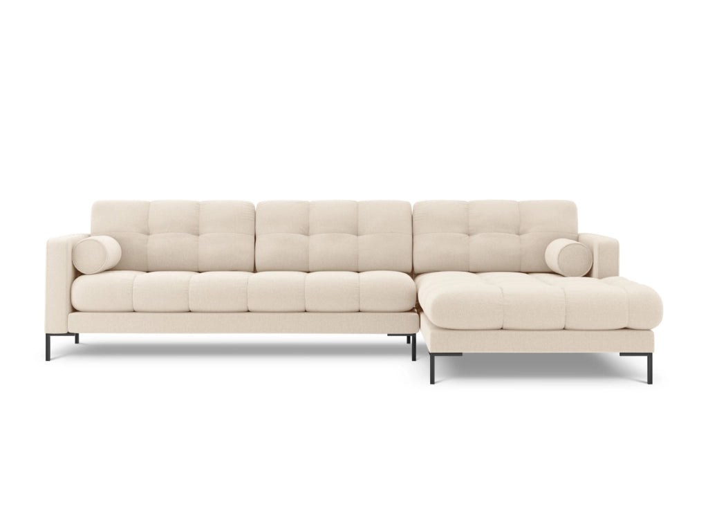 Cosmopolitan Design - Divano angolare destro "Bali" 5 posti in tessuto strutturato beige chiaro 