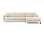Cosmopolitan Design - Divano angolare destro "Bali" 5 posti in tessuto strutturato beige chiaro 