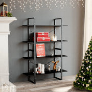 Libreria a 4 Ripiani-Scaffale per Libri-Mobile di Stoccaggio Nera 100x30x140 cm in Legno Multistrato