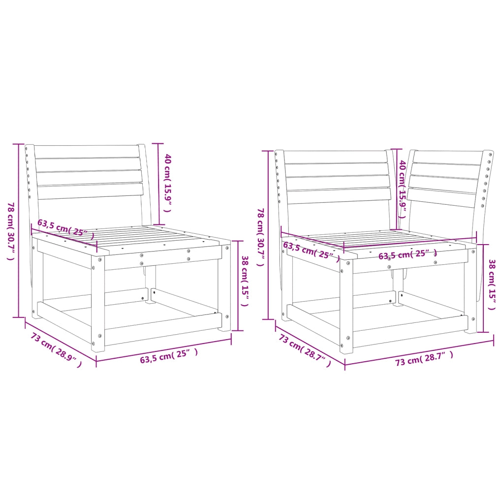 Set Divani da Giardino 6 pz Marrone Cera Legno Massello Pino 3217017