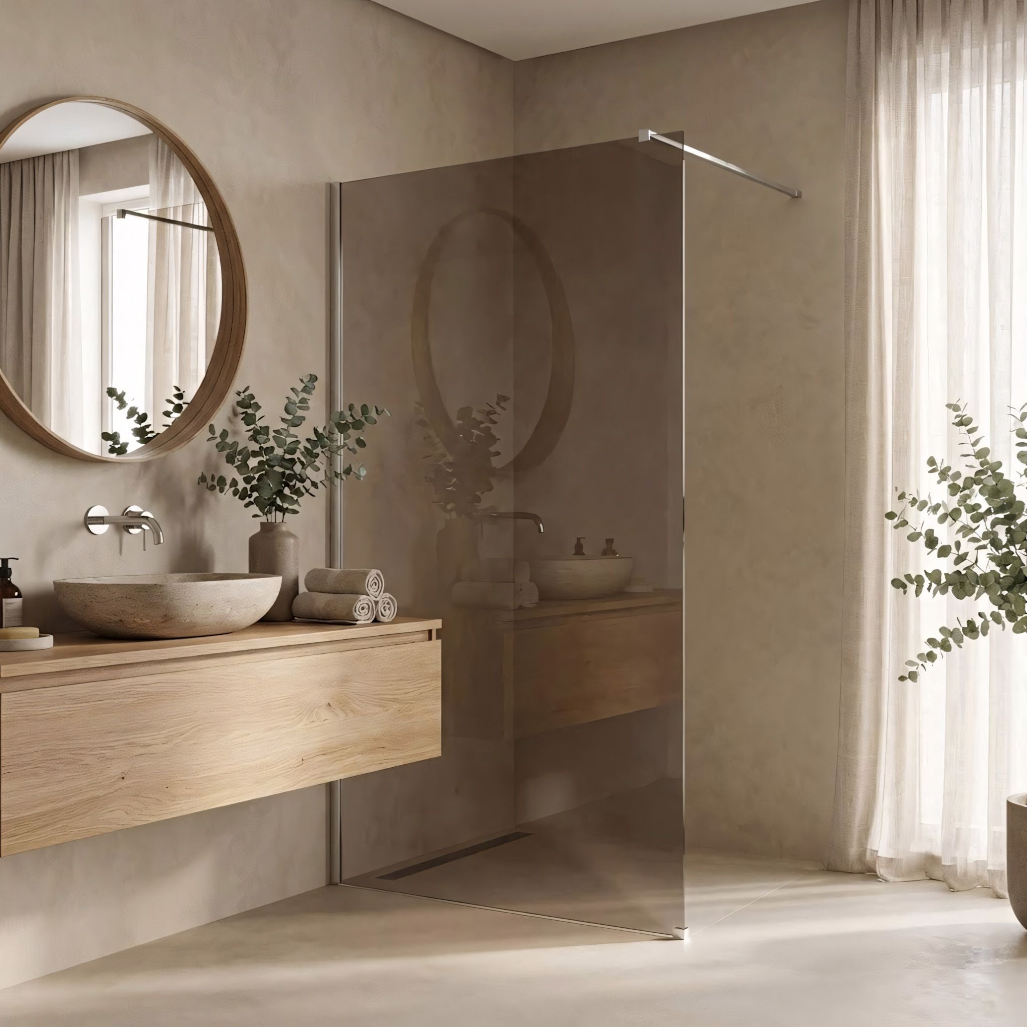 Parete Doccia Rea Flexi Brown / Chrome 130