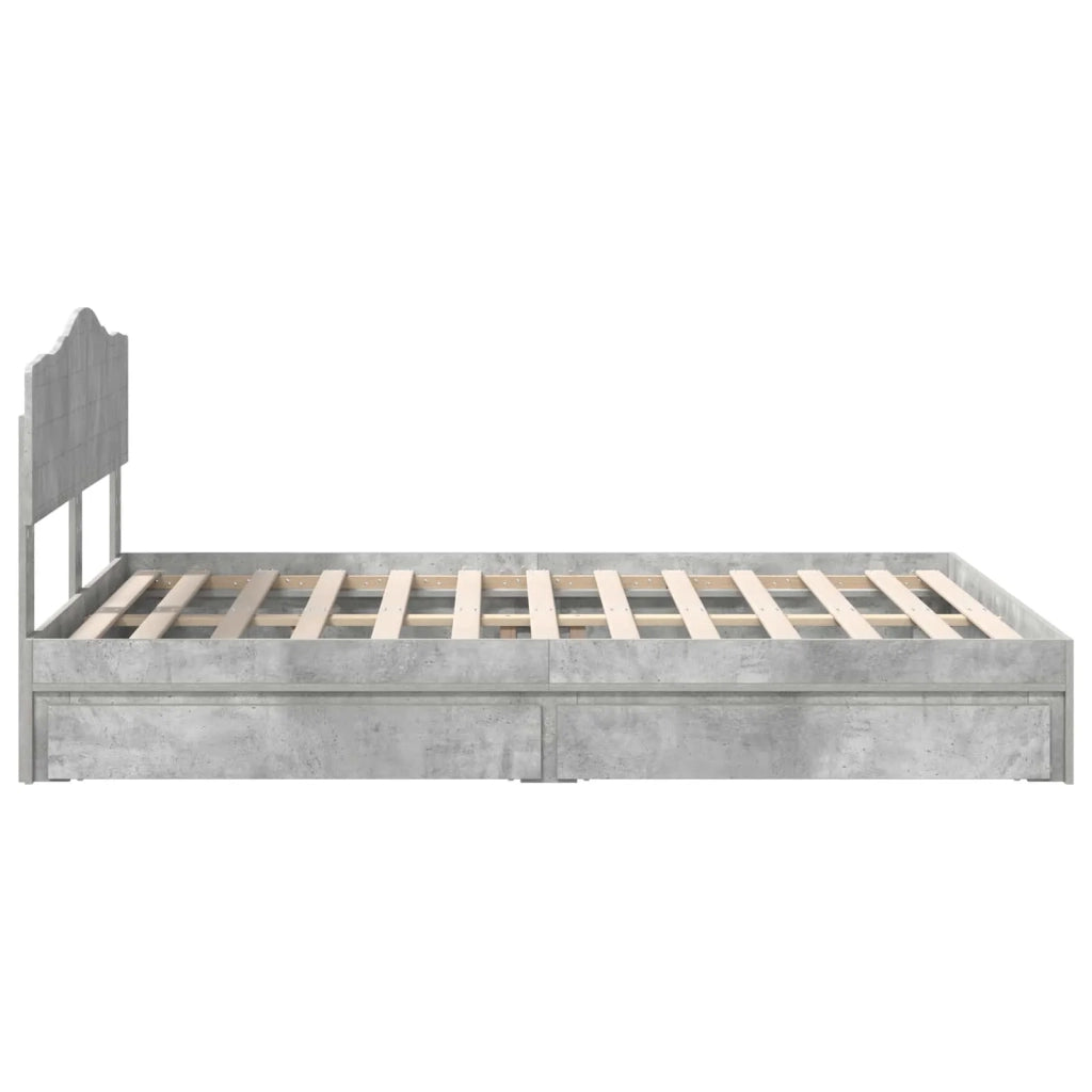 Letto con Contenitore con testiera Grigio cemento 150 x 200 cm 3413085