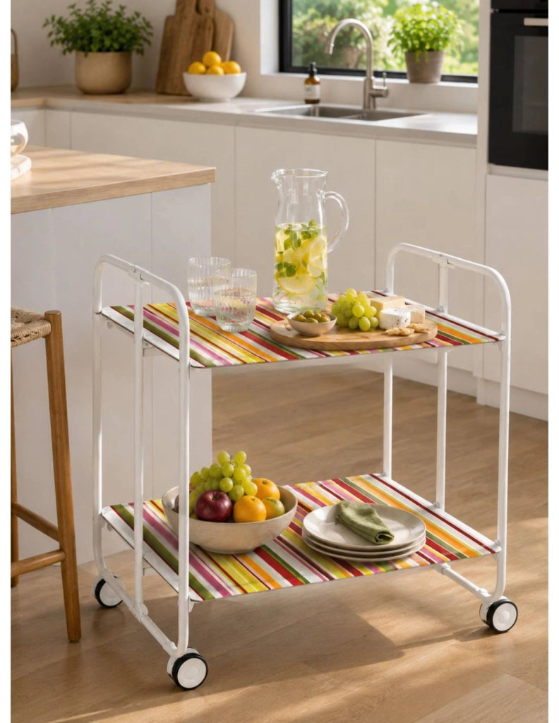 Carrello da cucina pieghevole bianco con ruote BAUHAUS 2 ripiani