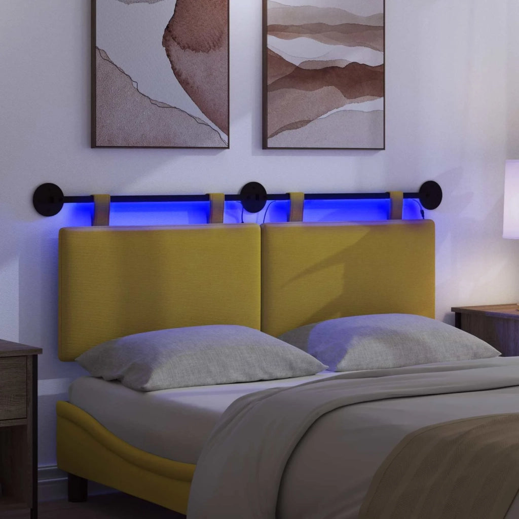 Testiera sospesa Con luce LED Giallo Chiaro Tessuto in Cords