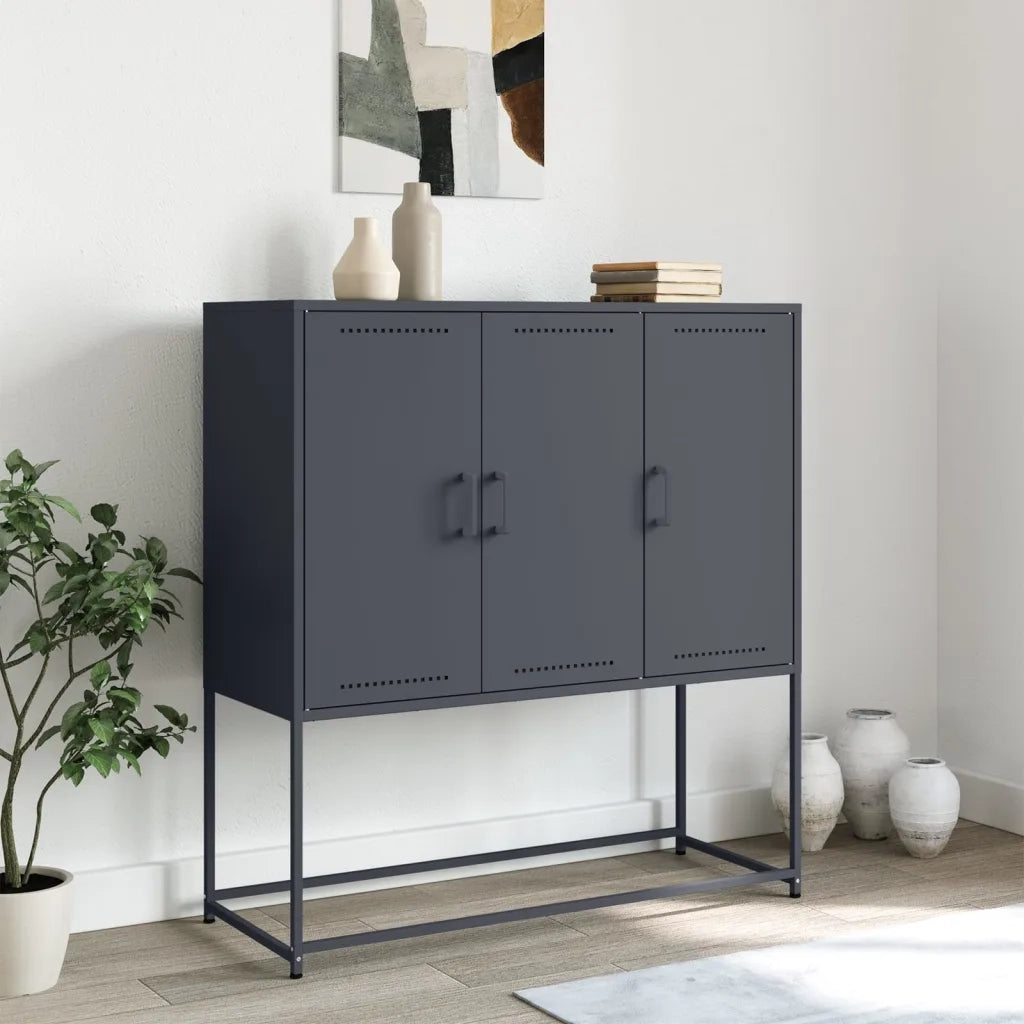 Credenza | Madia | Buffet da pranzo | Armadio da pranzo Antracite 100,5x39x107 cm in Acciaio