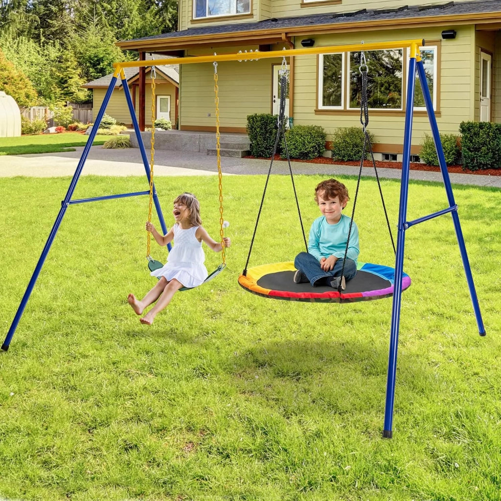 Supporto per Altalena Bambini, Base da Altalena per Bambini in Metallo, Strattura per Altalena da Giardino, Portata 300 kg