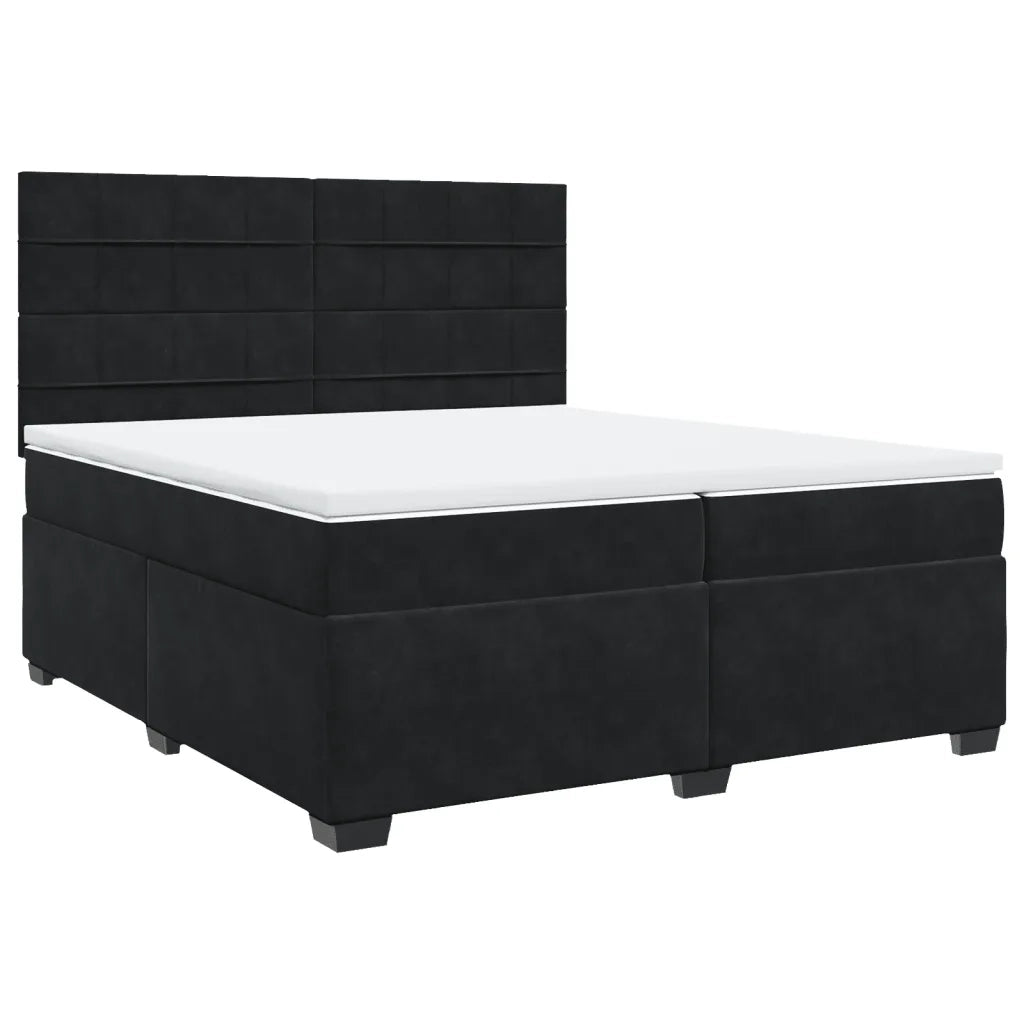 Giroletto a Molle con Materasso Nero 200x200 cm in Velluto 3291004
