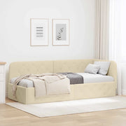 Cornice del letto ad angolo Crema 80 x 200 cm Tessuto