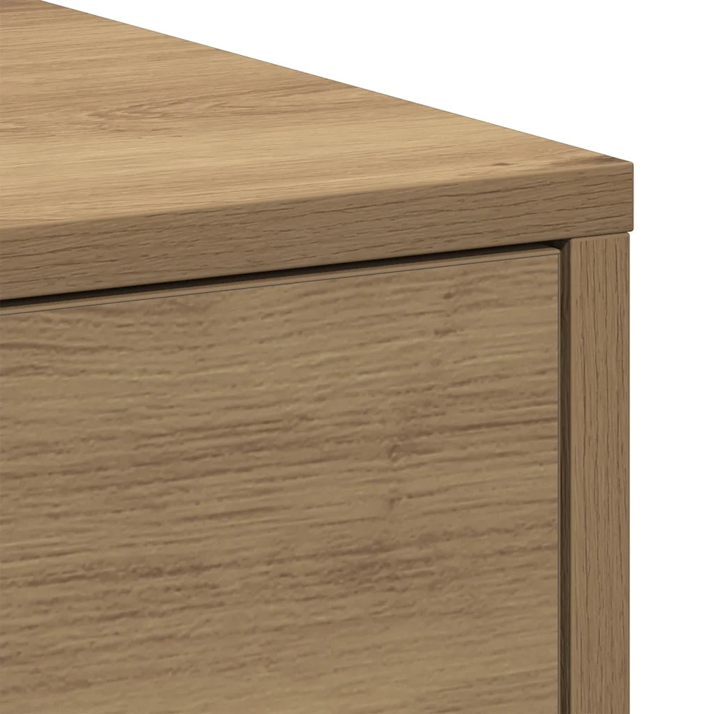 Mobile da Bagno Stretto con Ruote Rovere Artigianale Truciolato