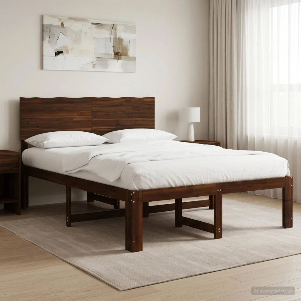 Letto matrimoniale con testiera ROSTOCK Marrone Scuro 903317