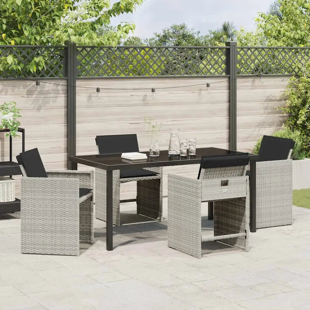 Set da Pranzo per Giardino 5 pcs Grigio chiaro polyrattan 3379994