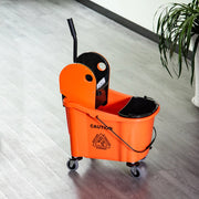 Carrello per pulizia con secchio da 36 litri, pressa strizzante e ruote piroettanti, arancione, 54x41x91,5 cm