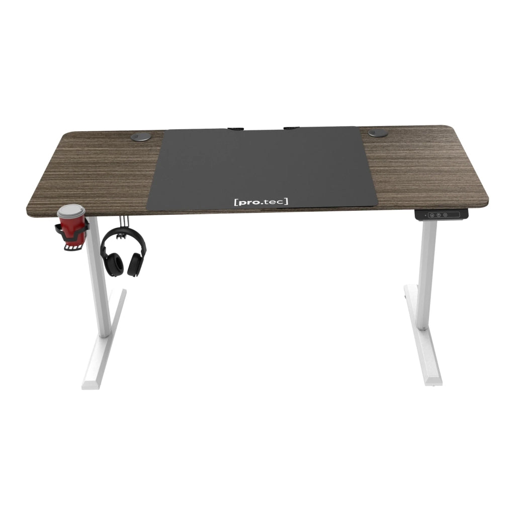 Scrivania/postazione di lavoro regolabile elettricamente in altezza 140 x 60 x 72-117 cm effetto legno scuro 03_0006652