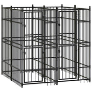 Cuccia/gabbia/recinto per cani da esterno acciaio 3,69 m² nero 02_0041830