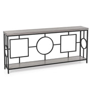 Tavolo consolle moderno a 2 ripiani stile mid-century-Tavolo consolle stretto per ingresso con struttura in metallo Marrone rustico e nero