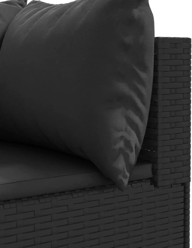 Set da giardino con cuscini 4 pezzi rattan sintetico nero, set giardino, set terrazza, mobili da giardino esterno - 3308075