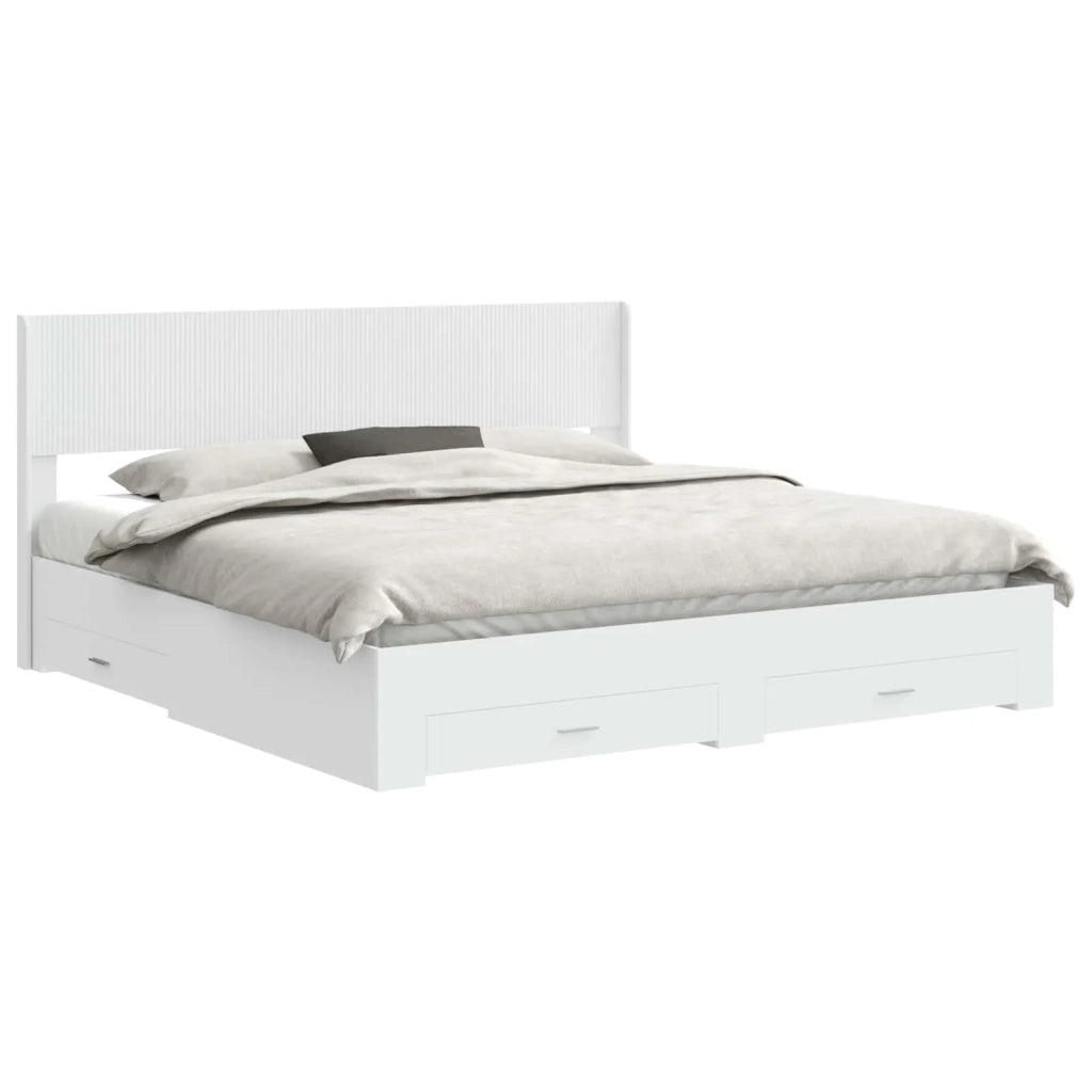 Struttura del letto con stoccaggio e testata Bianco