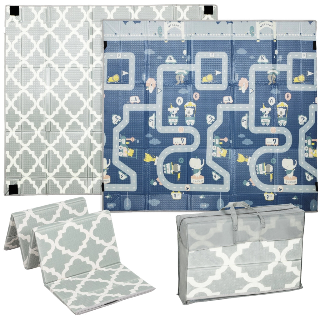 Tappeto Pieghevole Reversibile per Bambini ¨C zephmum ¨C 202x180.5x1 cm Multicolor Impermeabile