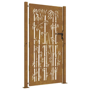 Cancello da giardino 100x200 cm in acciaio corten e design in bamb¨´ CFW2139105