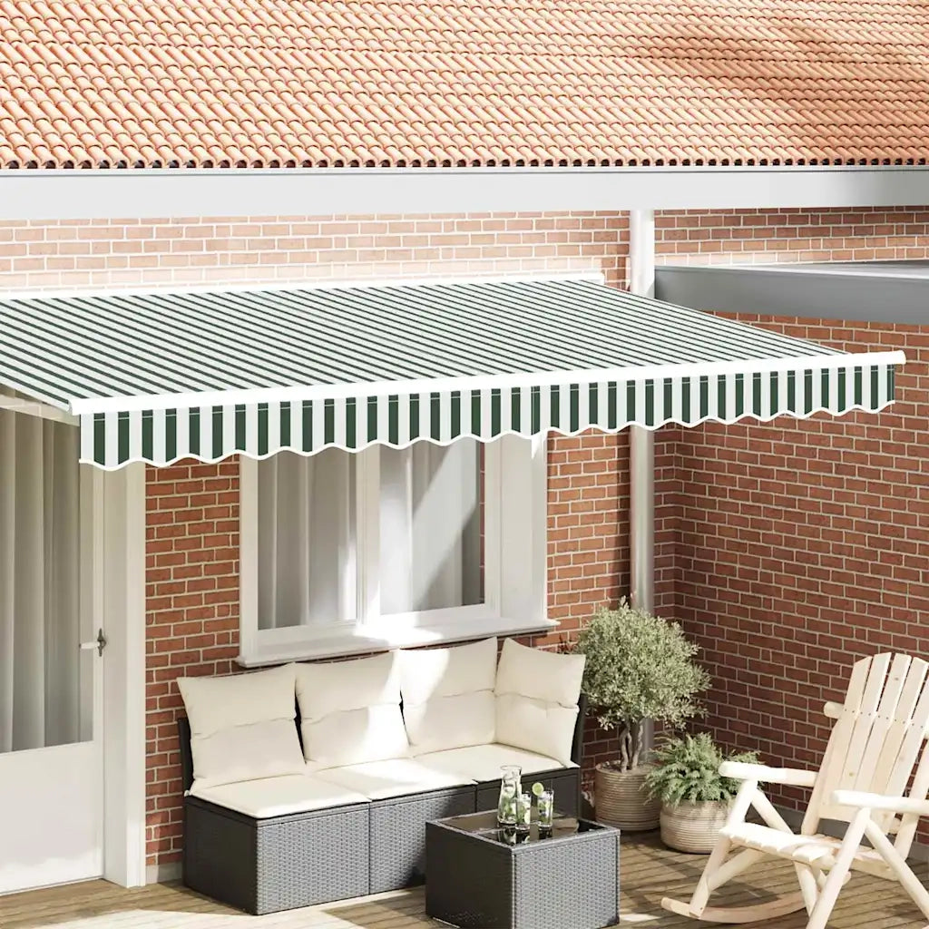 Tenda a Braccio Verde e Bianco 380 x 20 cm Tela 42000809