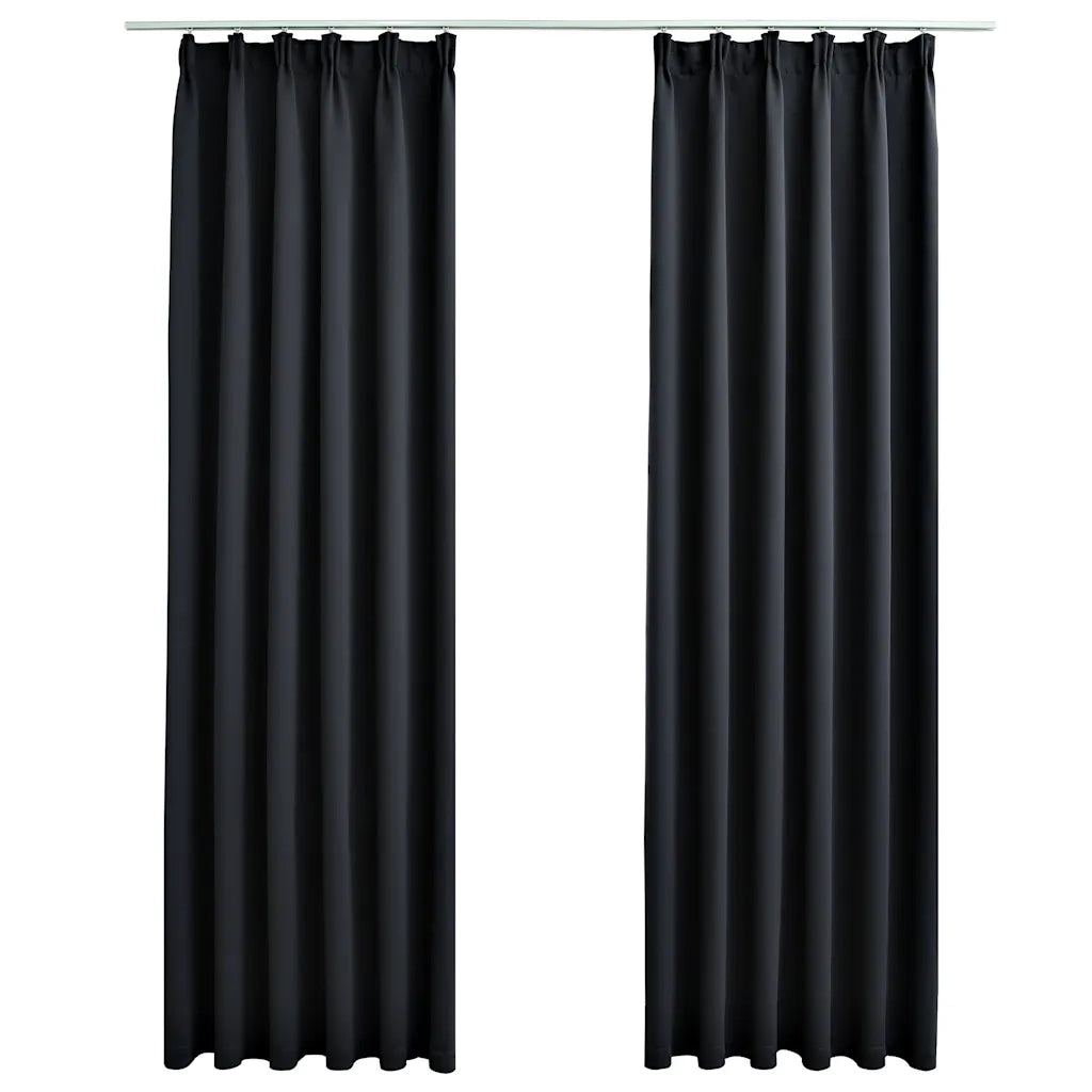 Tende Oscuranti con Ganci 2 pz Nere 140x175 cm cod mxl 77374