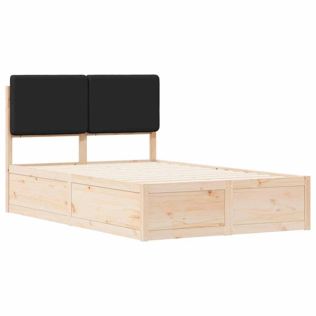 Letto con Testiera Rivestita Nero 120 x 190 cm Pino massello