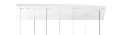 SOSP. BIANCO 5 LUCI RETTANGOLARE VETRI PICCOLI BRONZO 1194BI-S5 RP-BR