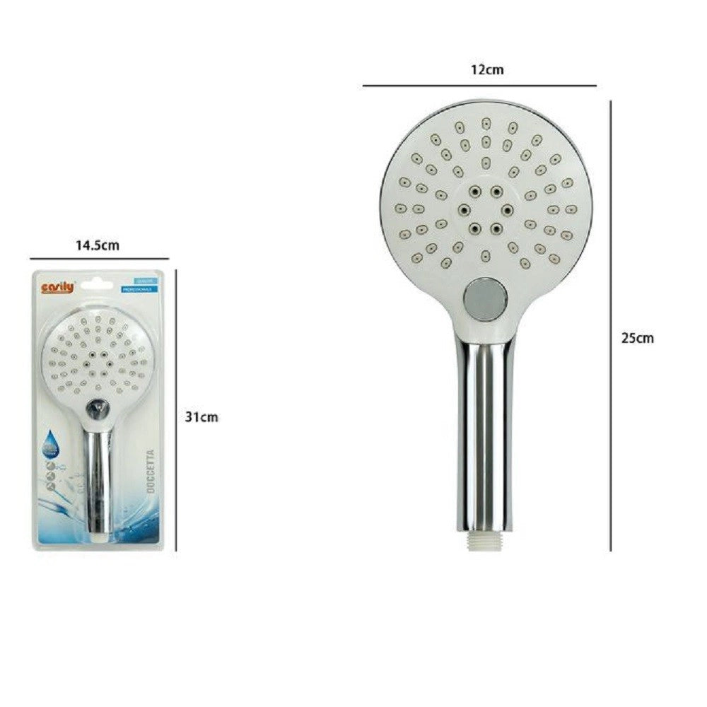 Trade Shop - Doccetta Soffione Doccia Bagno Cornetta Pulsante Rotondo Moderno 12x25 Cm 79369 -
