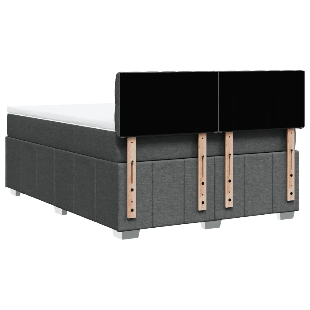 Giroletto a Molle con Materasso Grigio Scuro 140x200cm Tessuto