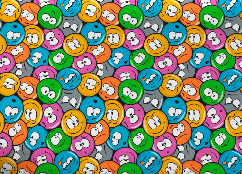 Telo Arredo Granfoulard Copritutto Salvadivano 100% Cotone Disegno Emoji - Matrimoniale - Emoji