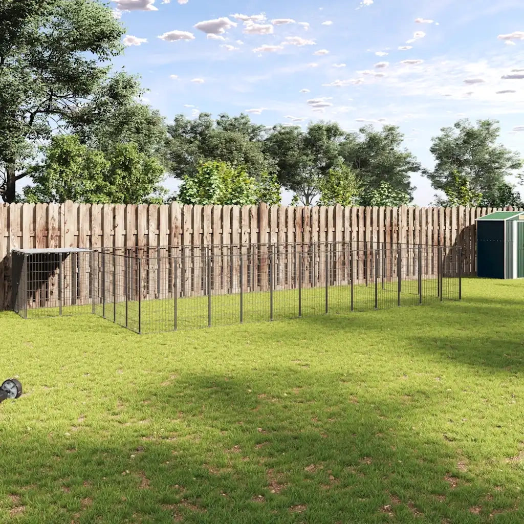 Gabbia per Cani Nera 22,99 m² in Acciaio 3082216