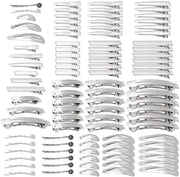 Spille per capelli 140 pezzi - Clip per capelli a forma di coccodrillo - Platina - Acciaio - Diverse misure - Accessori per donne/styling - Clip per capelli